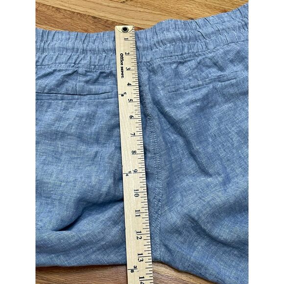 Athleta Cabo Women's 8P Blue Pant Linen Jogger Chambray Tapered Resort Travel - Picture 7 of 10
